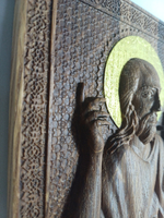 Освященная Икона святого Иоанна Крестителя (Предтечи) резная из дуба 18 х14,3 см