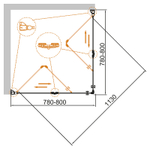 Душевой уголок Cezares Eco 80x80 ECO-O-AS-2-80-C-Cr профиль Хром стекло прозрачное
