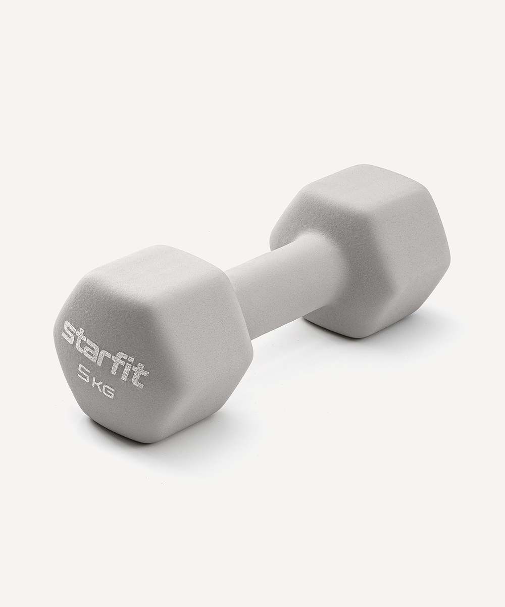 Гантель неопреновая DB-201 5 кг, тепло-серый пастель
