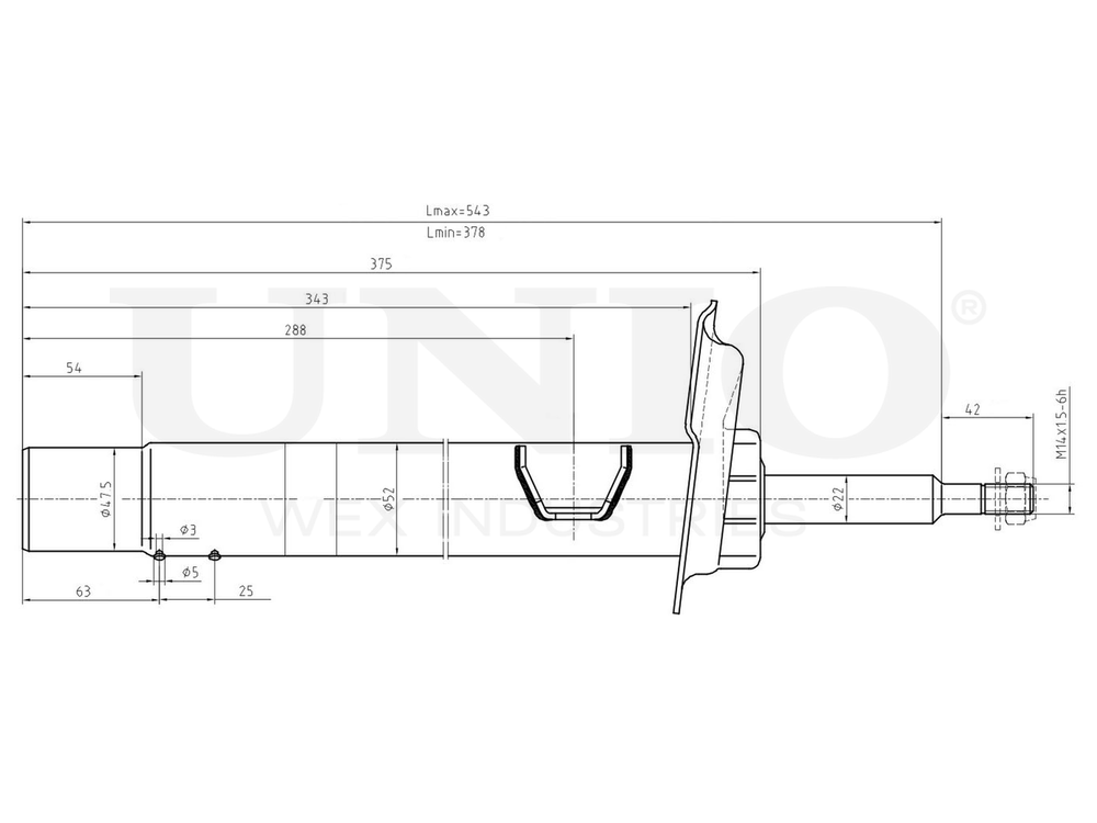 Амортизатор газовый передней подвески левый UNIO SAB-10076