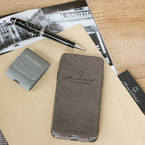 Чехол для наушников Petit из кожи теленка, стального цвета