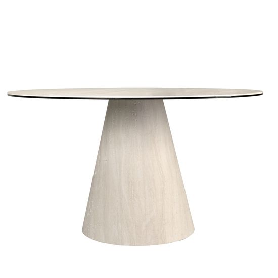 Круглый обеденный стол 1199 из керамики в мраморной отделке и дерева