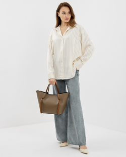 Сумка 525 03 тауп темный/рыжий