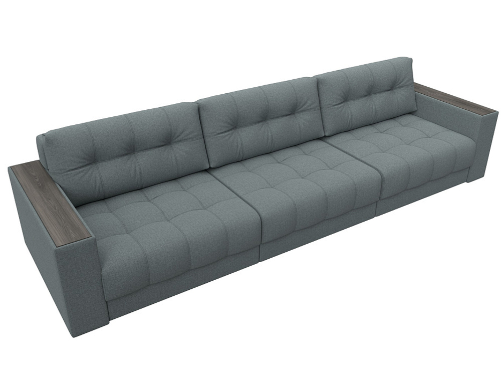 Диван прямой с декором Лига-049 НПБ Лонг, Амур 07 РОГОЖКА серый