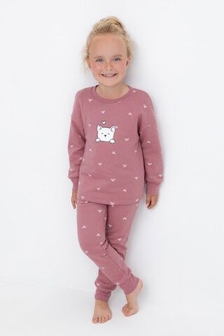 пижама  для девочки  К 1581/темная пудра,бантики