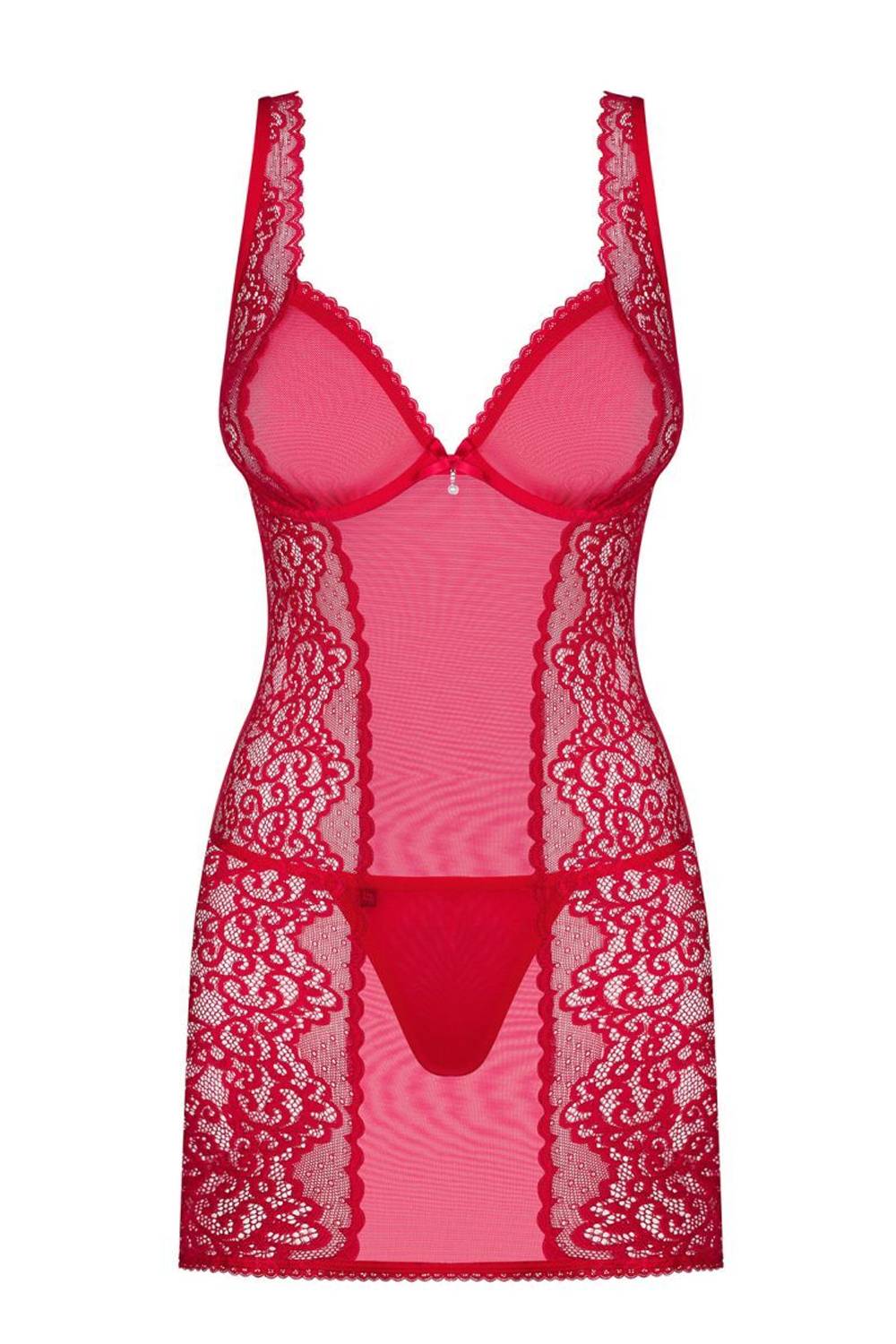 Роскошная коротенькая сорочка Rougebelle (Размер: S-M) (Цвет: красный)