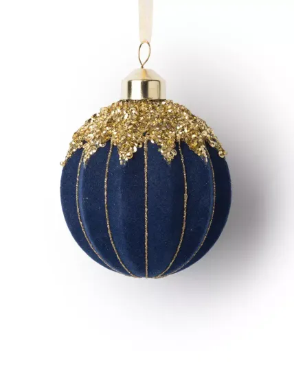 Винтажный стеклянный шар Царский сапфир 8 см., 1 шт., Karlsbach (12698)