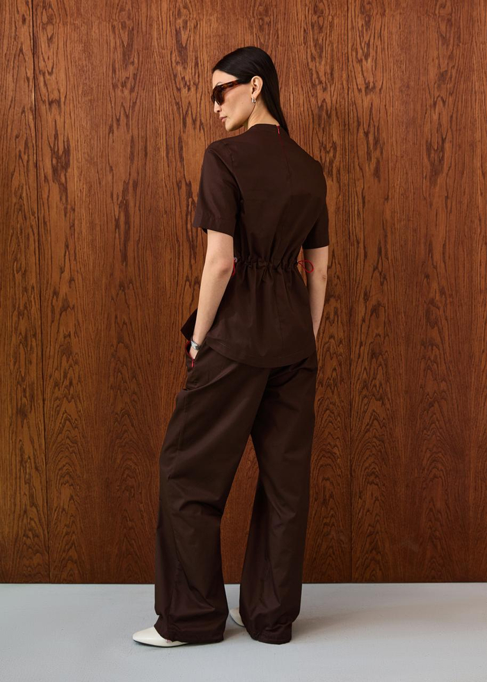 Брюки свободные медицинские женские Йошо, шоколад хлопок