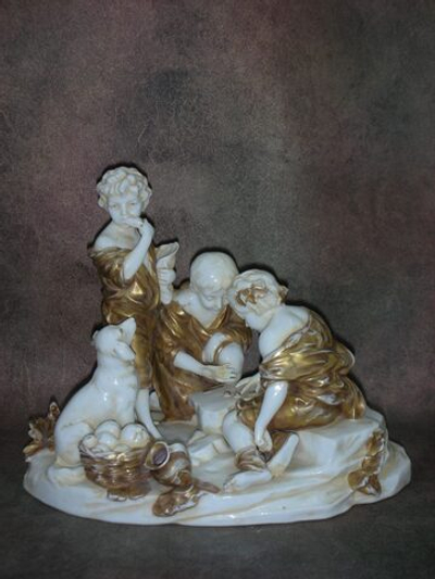 Статуэтка. Фарфор. Дети за игрой в кости. Германия