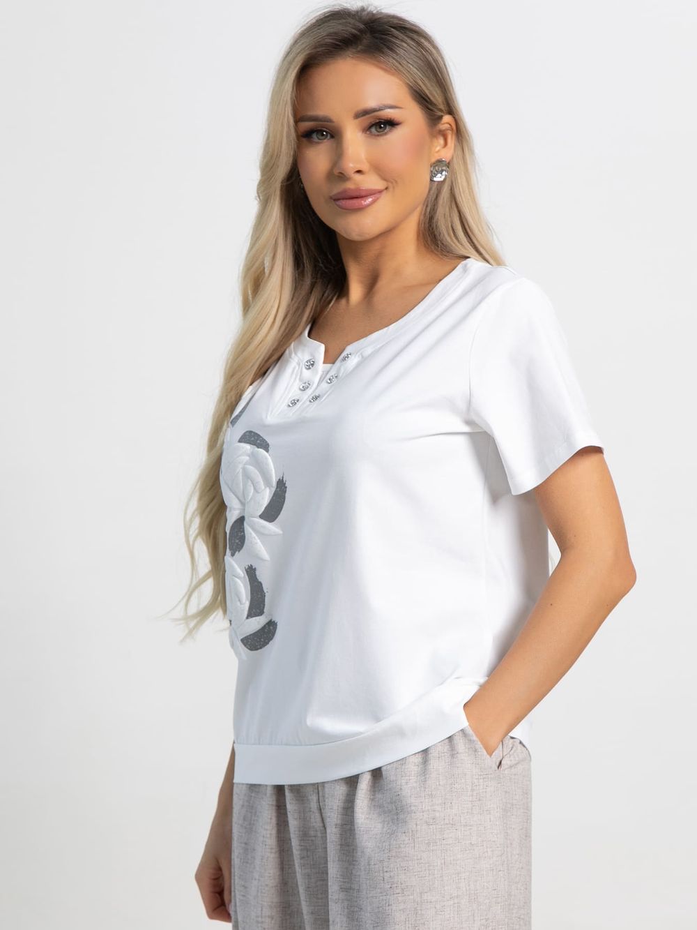 Блуза Дикки (белый/розы) Б15834-4М LT Collection