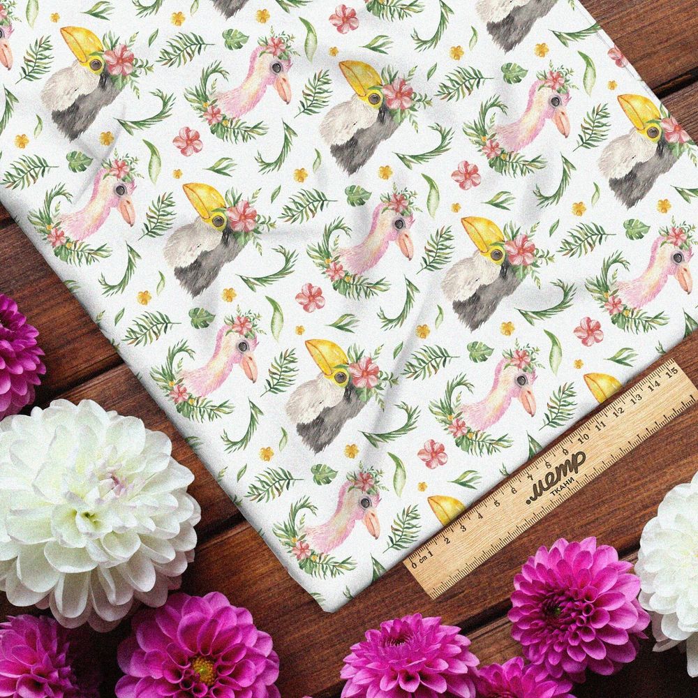 Ткань оксфорд 600 акварельные попугаи