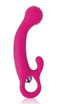 Розовый силиконовый вибромассажер с круглой головкой - 13 см.