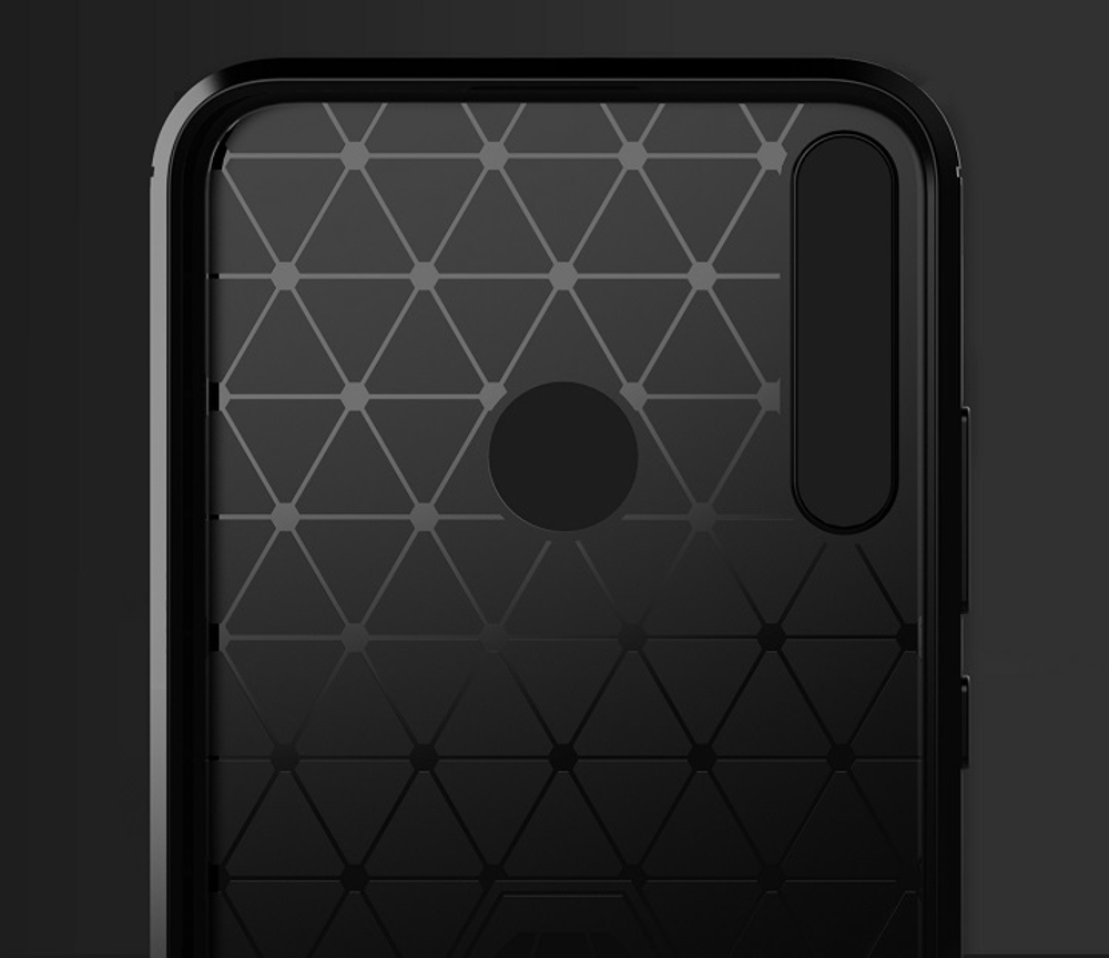 Чехол на телефон Huawei P40 Lite E, серии Carbon (карбон стиль) черный цвет от Caseport