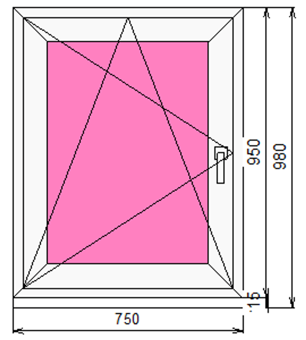Пластиковое окно 950 х 750 ТермА Эко с поворотно-откидной створкой