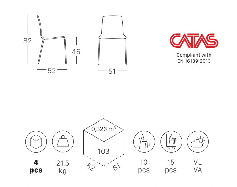 Стул пластиковый Scab Design Alice, лен, тортора