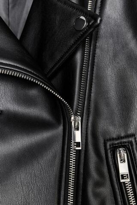 ZARA КУРТКА В БАЙКЕРСКОМ СТИЛЕ ИЗ ИСКУССТВЕННОЙ КОЖИ, ЧЕРНЫЙ