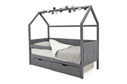 Детская кровать-домик мягкий Бельмарко Svogen графит