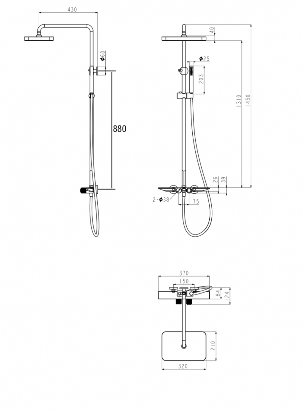 Душевая система с термостатом Grocenberg  GB7038MG Матовое золото