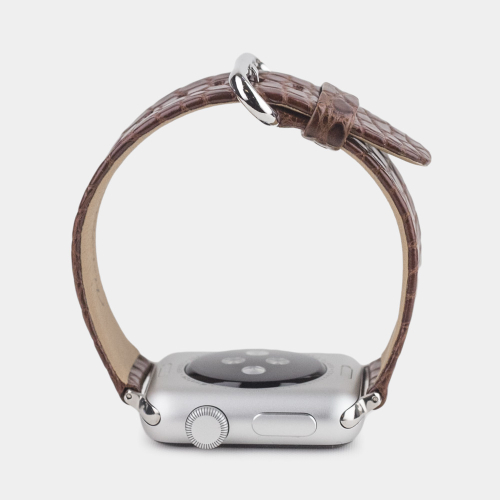 Ремешок для Apple Watch 40/41/42 mm из кожи аллигатора, коричневого цвета