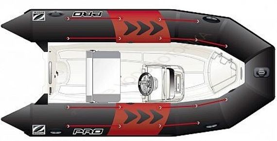 Лодка надувная ZODIAC PRO 420 ПВХ ( черно-белая )