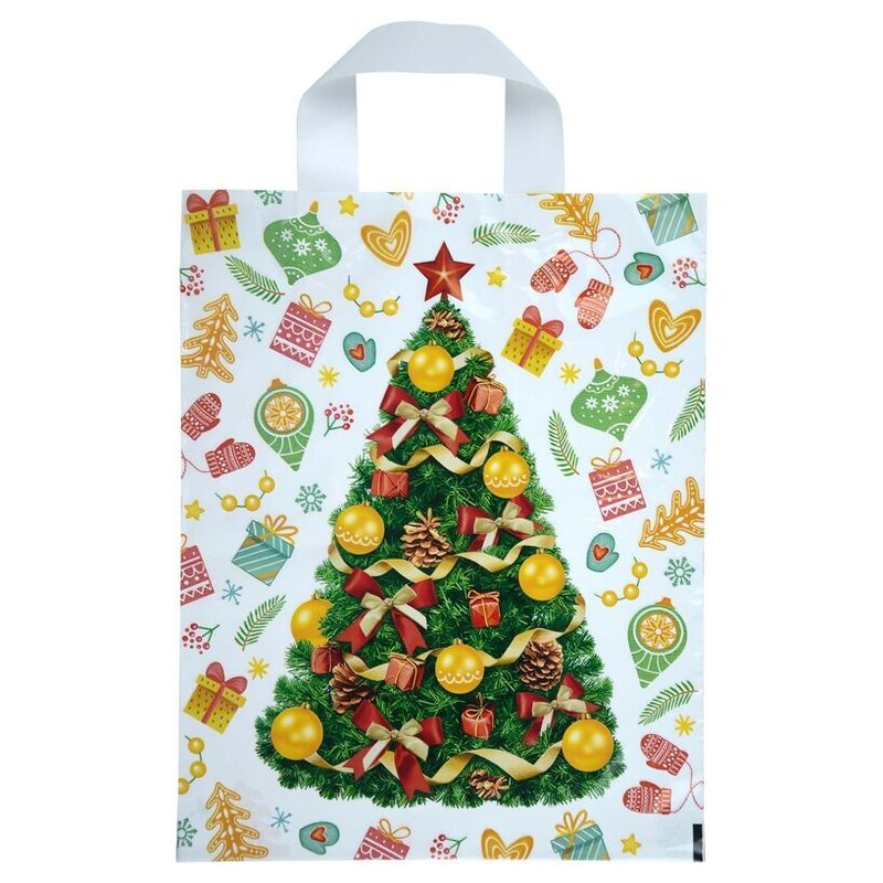 Пакет новогодний петлевая ручка Россия 28*35 см 55 мкм ПВД День подарков 1 шт 500 шт/кор