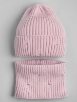 Шапка для девочки бини рваная осенняя и снуд