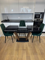 Кухонный раскладной стол "Прадо" черный мрамор и 4 стула Лондон