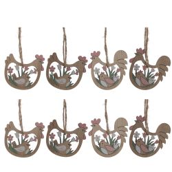GAEM Набор из 8-ми изделий декоративных подвесных "Курица/Петух" (6*05*6), L12,5 W12,5 H1,5 см
