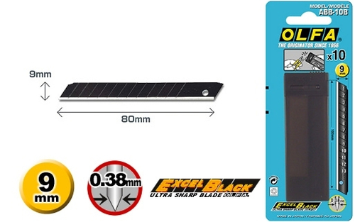 OLFA Лезвие  сегментированные BLACK MAX, 9х80х0,38мм, 13 сегментов, 10шт