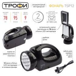 Светодиодный фонарь Трофи TSP12 прожекторный аккумуляторный со встроенным светильником
