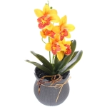 Цветочная композиция «Орхидея» 10*28см желтая в пластиковом горшке