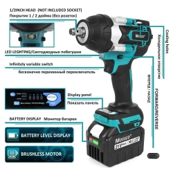 Гайковерт аккумуляторный ударный бесщеточный 21В 1000Нм 2акб 6.0Ач