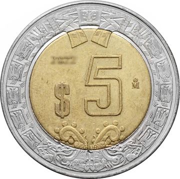 5 песо 1997-2024 Мексика