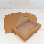 Коробка Для конфет сборная 35х25х6 см с окошком (Коричневый, Крафт)