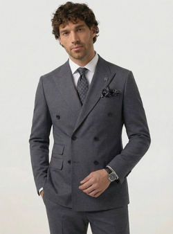 Мужской костюм двубортный (серый) А71