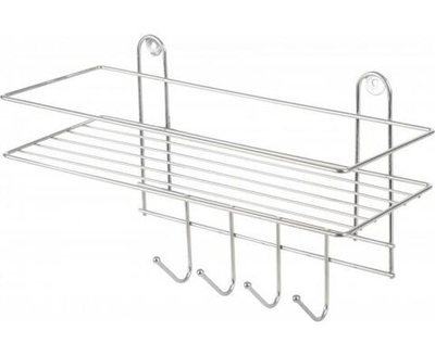 Настенная полка Lecco Plus 33*12,5*21 см 4 крючка хром 310865