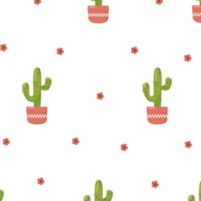 Cactus with red flowers pattern