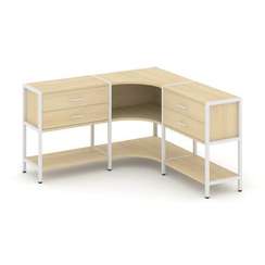 Shelf System Трехсекционный угловой стеллаж двухярусный с ящиками SN.STMU-231 Акация Лорка/Металл Бе