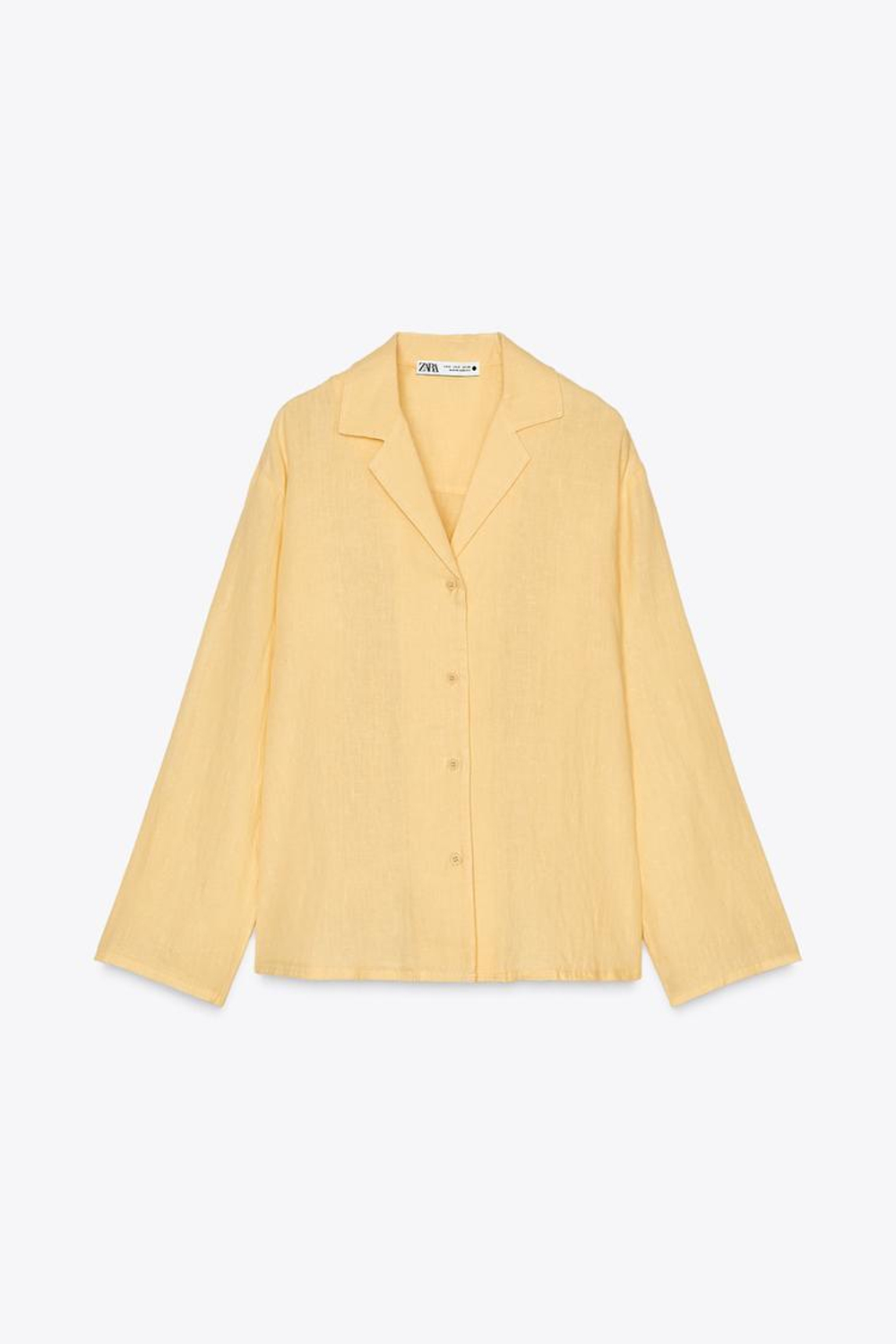 ZARA РУБАШКА ИЗ 100% ЛЬНА — ZW COLLECTION, ПАСТЕЛЬНО-ЖЕЛТЫЙ