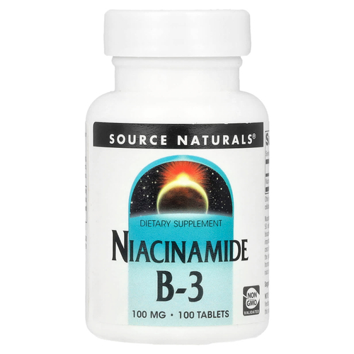 Source Naturals, Ниацинамид B3, 100 мг, 100 таблеток