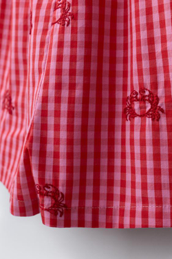 ZARA Х CASA LAWA КОМБИНЕЗОН С ВЫШИВКОЙ КРАБОВ, КРАСНЫЙ