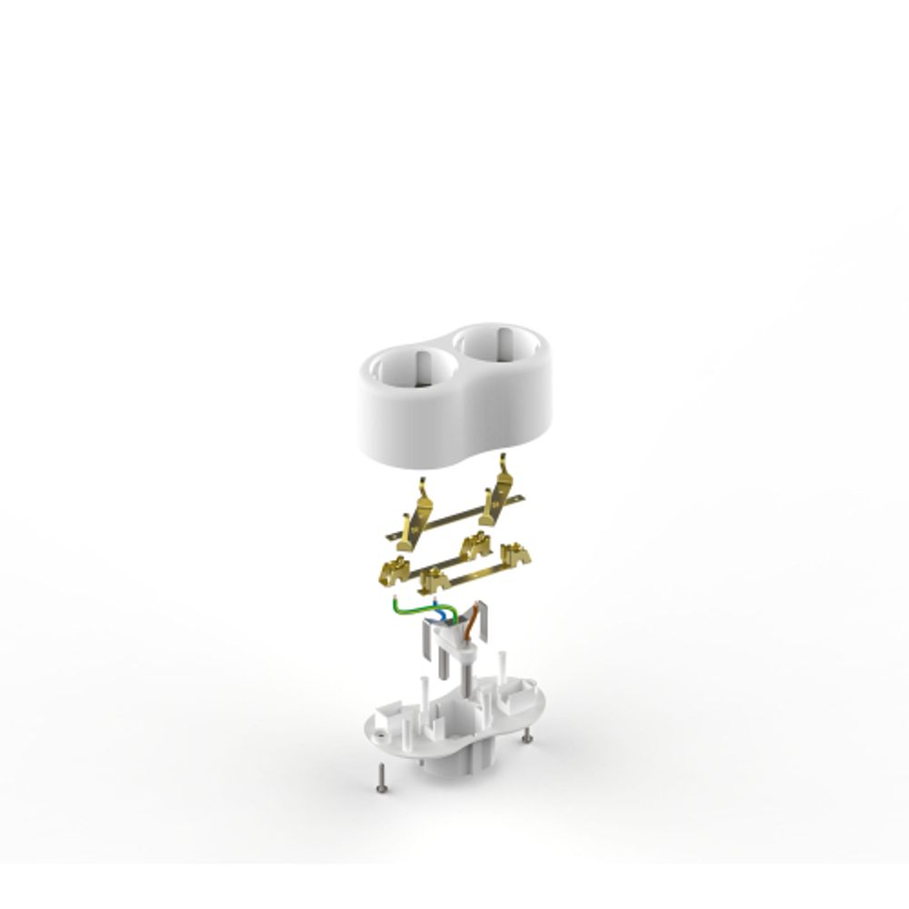 Разветвитель электрический ЭРА SPx-2e-W на 2 розетки с заземлением 16А белый | Тройники