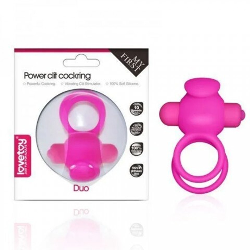 Эрекционное виброкольцо Power DUO clit cockring (розовый)