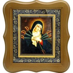 Семистрельная икона Богородицы с мечами. Копия старинной иконы на холсте.