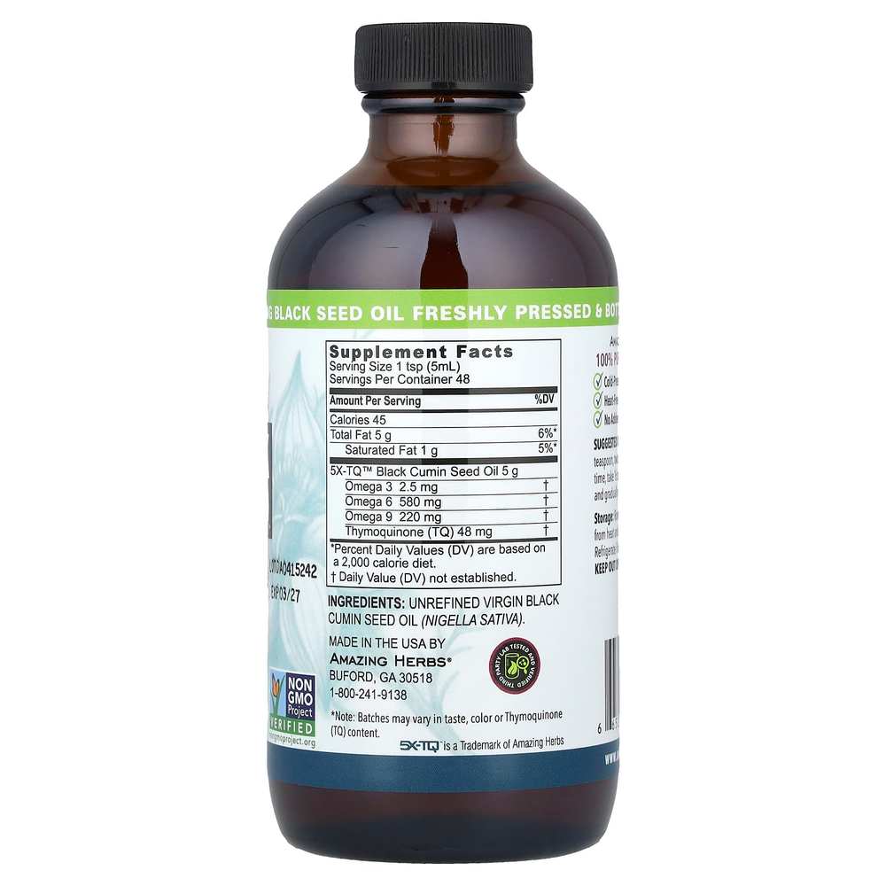 Amazing Herbs, Premium Black Seed™, на 100% чистое масло семян чёрного тмина холодного отжима, 240 мл (8 жидк. унций)