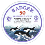Badger, Adventure Sport, минеральное солнцезащитное средство с прозрачным цинком, SPF 50, без запаха, 68 г (2,4 унции)