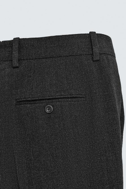 ZARA БРЮКИ ИЗ ХЛОПКА И ШЕРСТИ С РЕЛЬЕФНЫМ УЗОРОМ — LIMITED EDITION, СЕРЫЙ