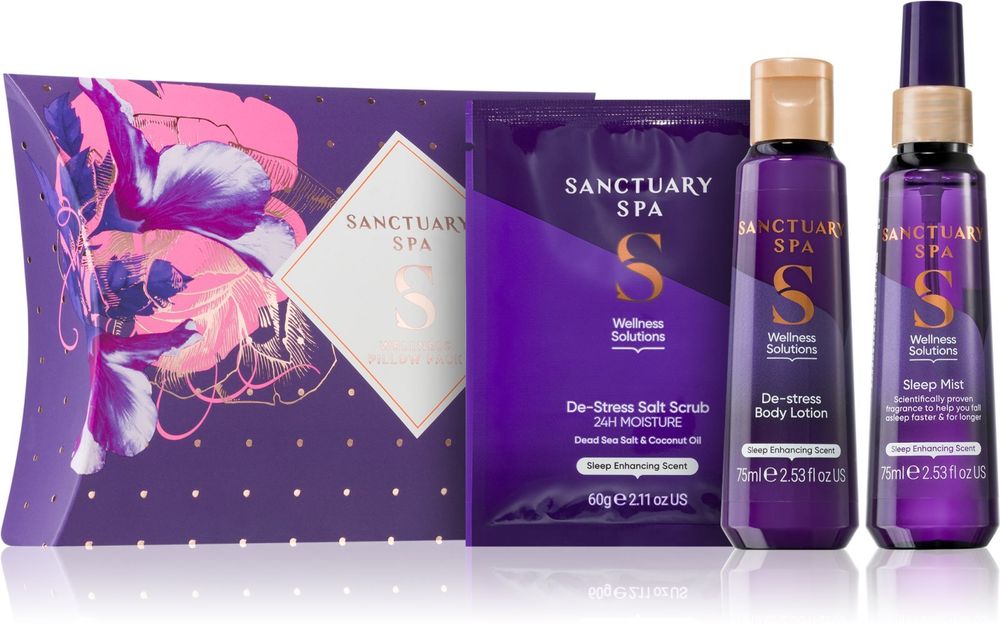 Sanctuary Spa mist for better sleep 75 мл + relaxing body milk 75 мл + energising salt scrub 60 г Wellness