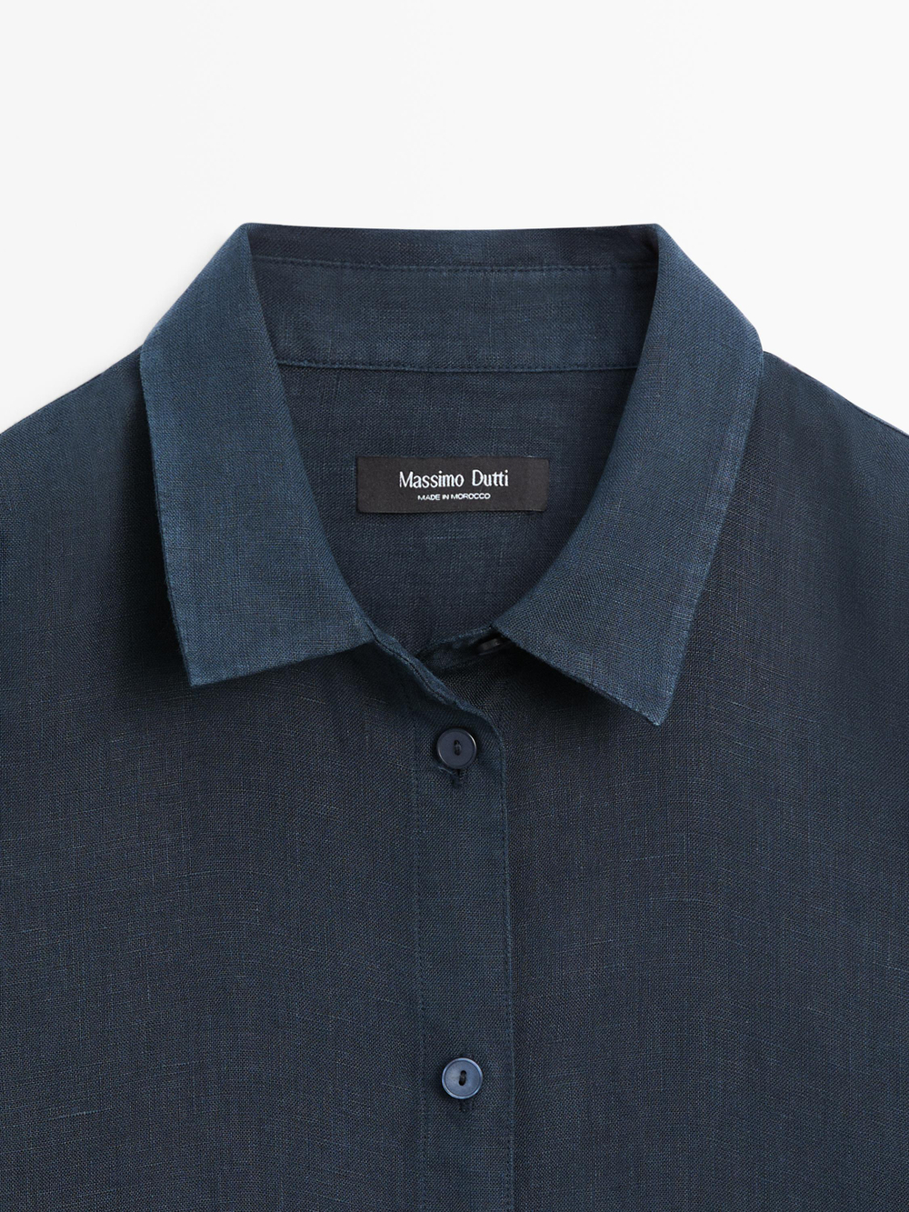 Massimo Dutti Свободная рубашка из 100% льна, темно-синий