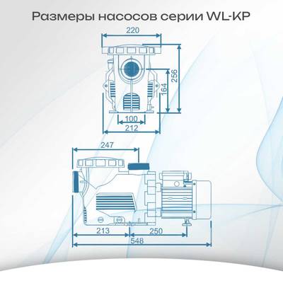WL-KP2206 - Насос для бассейна 3,0 HP / 2,2 кВт / 30,9 м³/ч / до 247 м³ / 2,5″